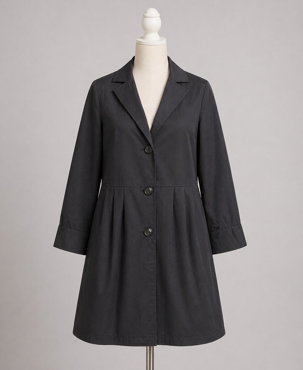 Adrienne Vittadini | Long Black Rain Coat 10